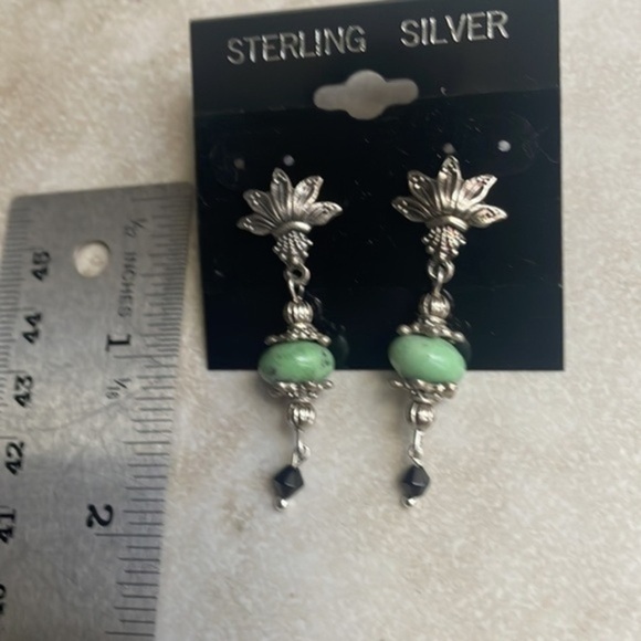 🌹 African turquoise gemstone sterling silver earrings - Picture 4 of 14